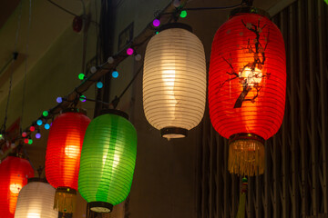 Traditional paper lanterns for sale on Luong Nhu Hoc street, Vietnam