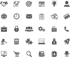 Business and finance black icons. Vector simple icons set