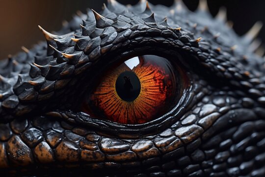 a picture of Close up of Iguana eye, dragon eye, dinosaur eye Generative AI