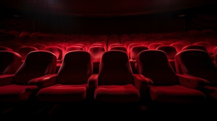  Movie theater. rows of red seats in the cinema