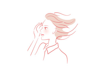  横顔_女性_横顔の社会人女性イラスト_人物