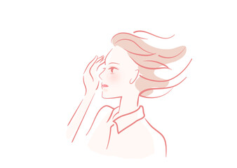  横顔_女性_横顔の社会人女性イラスト_人物