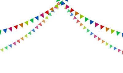 Vector decorative party flags garland background for kids fun with shadow