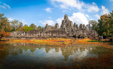 Naklejka premium Landscape with Bayon temple in Angkor Thom, Siem Reap, Cambodia