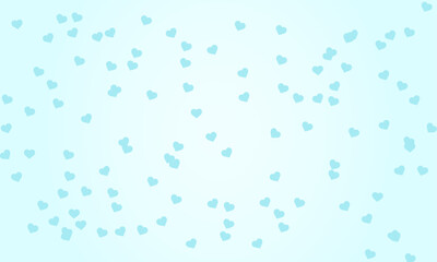 Vector seamless pattern, gentle blue hearts in a chaotic manner