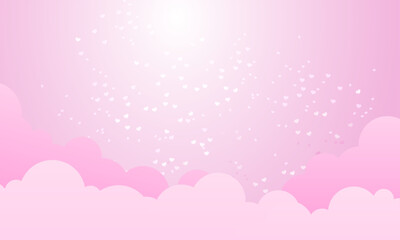 Vector valentine theme with hearts in pink sky background