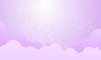 Vector valentine theme with hearts in purple sky background