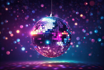 Fototapeta na wymiar disco ball and colorful lights