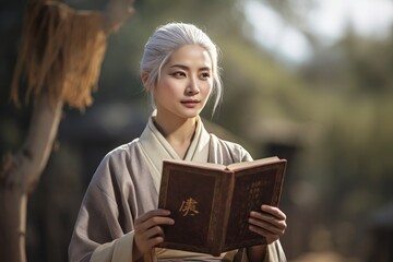 White haired female traditional Chinese medicine, AI generated