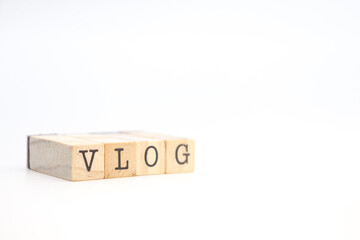 vlog word on wooden cubes