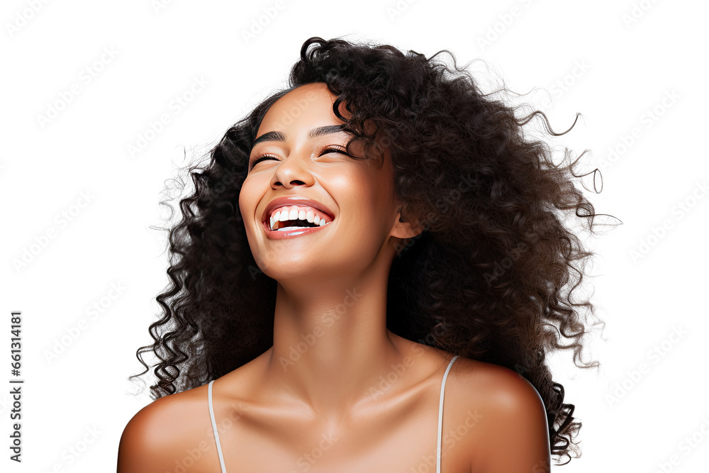 Wall mural studio portrait of a beautiful african american woman with clean healthy skin isolated on transparen - Wall murals