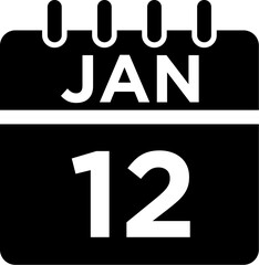 01-January - 12 Glyph black Icon pictogram symbol visual illustration