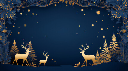 Obraz na płótnie Canvas Christmas banner, Christmas backdrop, Christmas background in dark blue and gold theme color with space for copy text
