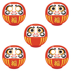 福　赤い達磨　セット