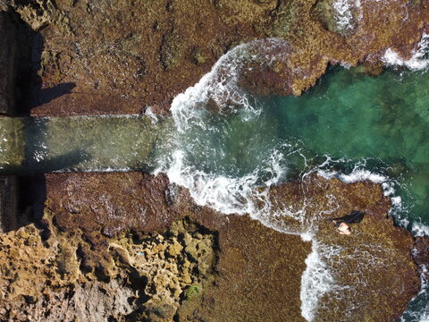 Atlit beach in Israel drone footage