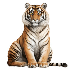 Fototapeta premium The tiger, king of the beasts. The majesty of the beast. Graphic material about animals. Generative AI