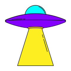 Retro Cosmic Illustration Set _ Ufo and Light