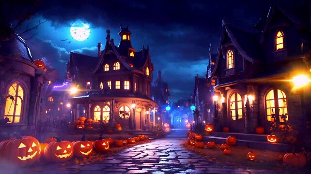 Halloween in a horror and scary village