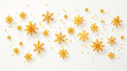 Falling snow flake golden pattern background. AI generativ.