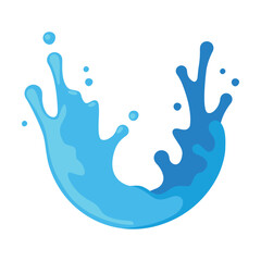 Blue Water Splash as Aqua Motion with Drops Vector Illustration