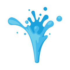 Blue Water Splash as Aqua Motion with Drops Vector Illustration