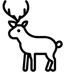 Line art, Christmas deer, doodle style