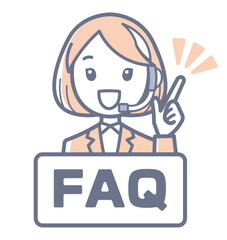 FAQの札を持つオペレーターの女性