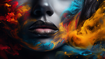 Beautiful female face with colorful.