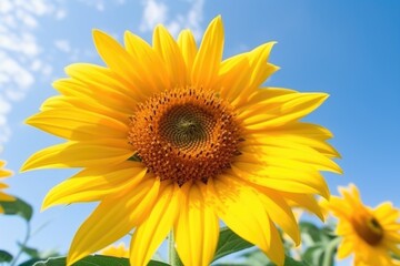 Obraz premium close-up shot of a yellow perennial sunflower bathed in daylight