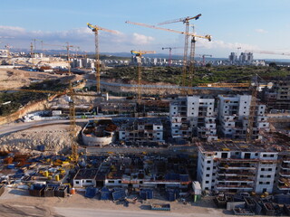 Fototapeta na wymiar Construction site drone footage, Israel.