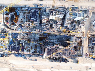 Fototapeta premium Construction site drone footage.