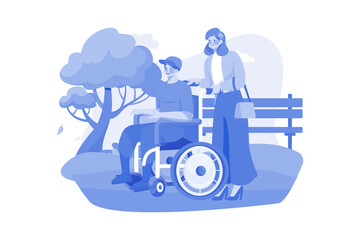 Veteran and his wife go for a walk after being discharged from the army