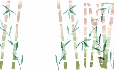 water-painting design with bamboo and leaf, forest illustration