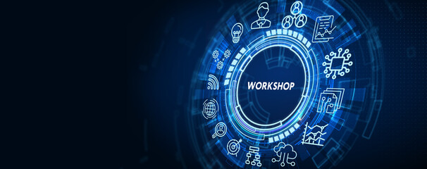 Business, Technology, Internet and network concept. Webinar e-learning. Training concept. 3d illustration