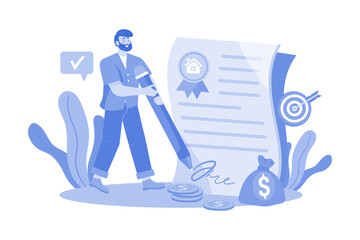 Client signing a real estate contract.