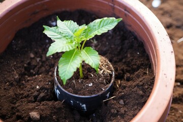 planting hole filled half with soil and compost