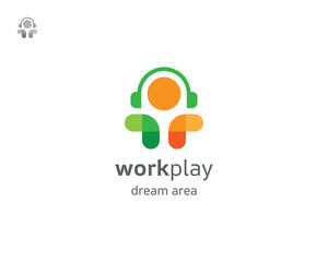 Creative people work with earphone icon logo