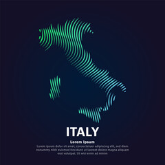 simple line art Map of Italy. Creative Italy map logotype vector illustration on dark background. Italy logo vector design template - EPS 10