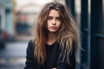 Fototapeta premium Young grunge woman in urban clothes