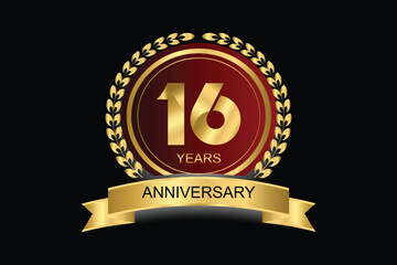 16 years anniversary vector icon, logo. Design element with modern graphic style.