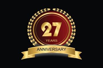 27 years anniversary vector icon, logo. Design element with modern graphic style.