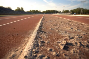 a worn-out running track in daylight