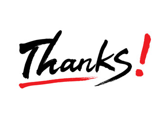 Thanks text vector material written with Chinese brush