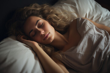 portrait of a woman in bed - obrazy, fototapety, plakaty