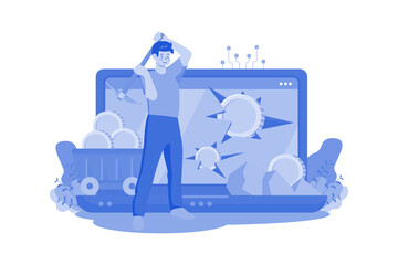 Proof Of Work (Pow) Illustration concept on white background