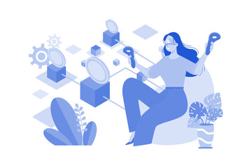 AR Blockchain Platform Illustration concept m white background