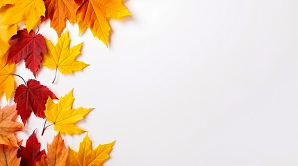 Naklejka na ściany i meble Autumn background with leaves, generative ai 