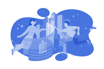 People working using metaverse