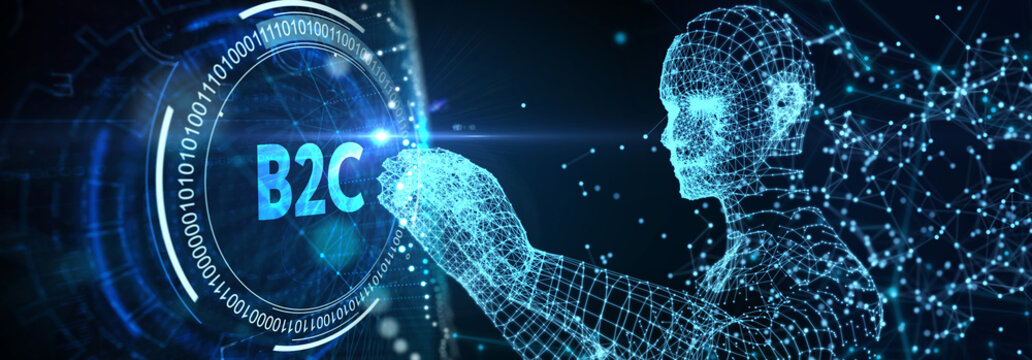 B2C Business to customer marketing strategy. 3d illustration