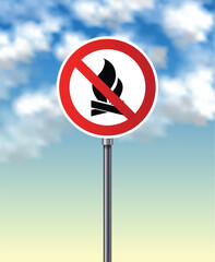 Prohibition sign of fire - obrazy, fototapety, plakaty